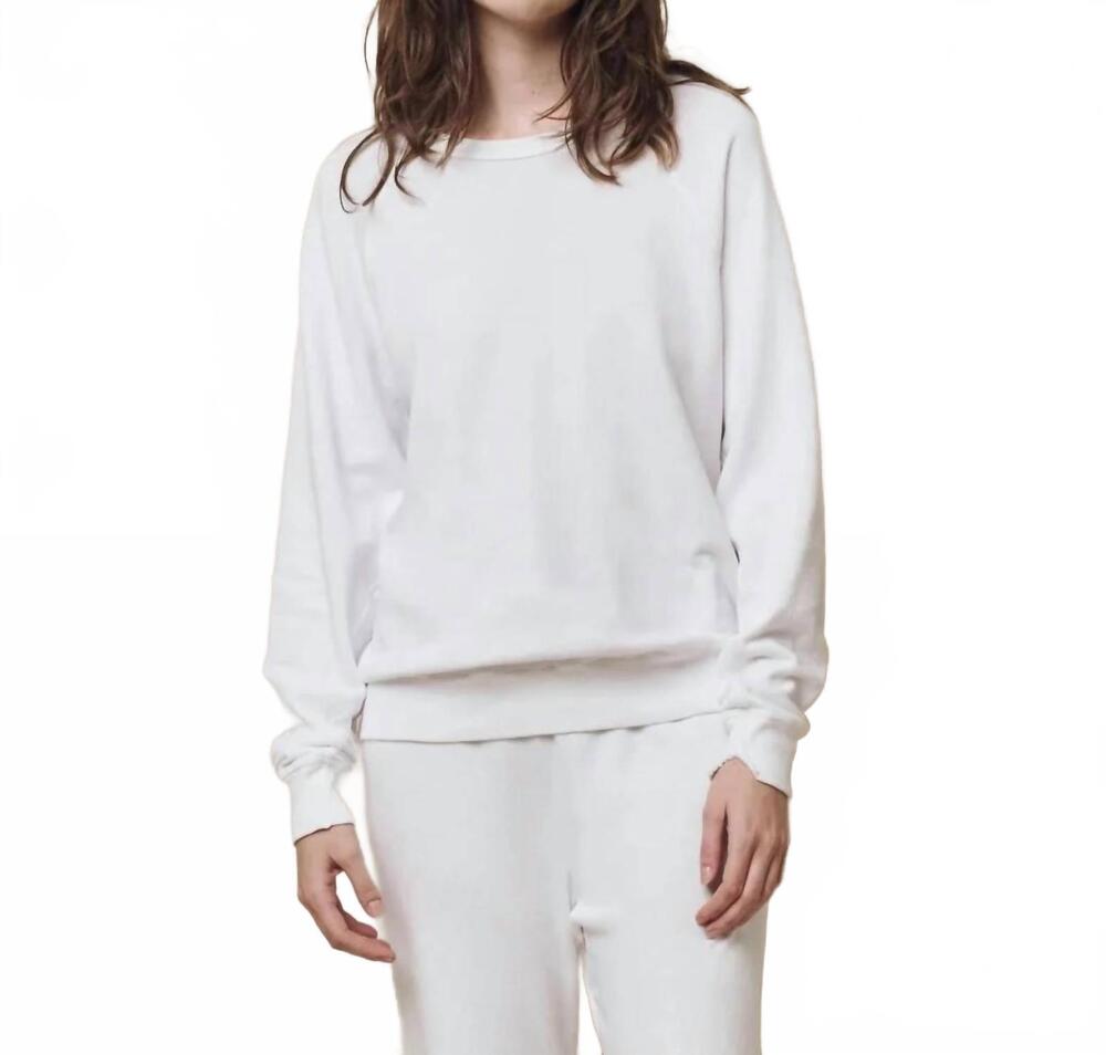 NEW THE GREAT. college vintage sweatshirt in washed white